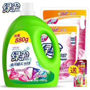 前30秒# 绿伞 去污超人洗衣液31.52斤+渍笔1支 119.8返59.9元