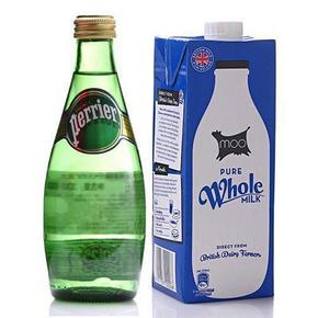 Perrier 巴黎水 天然含气矿泉水330ml+赠美沃全脂牛奶1L装 8.8元