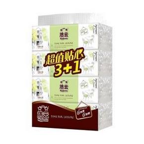 微信端：洁云 抽纸 尚品150抽塑包面纸x4包 中规格 5元(9.9，199-100)