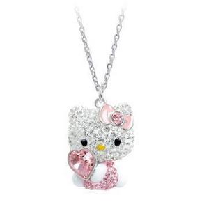 手慢无# SWAROVSKI 施华洛世奇 hello kitty粉色桃心女士水晶项链 399元包邮(日常700+)