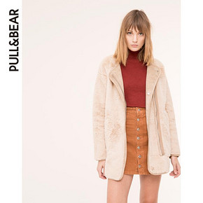 双面女神# Pull＆Bear 女士双面穿毛大衣 券后244元包邮