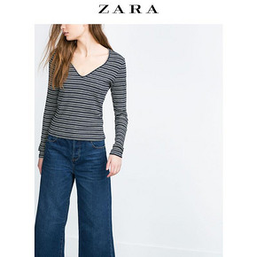 小白菜# ZARA TRF 女装 V领罗纹上衣 39元包邮