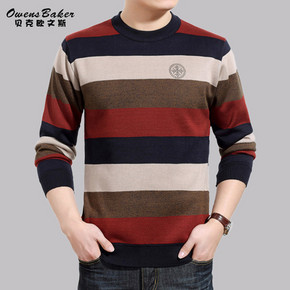 贝克欧文斯 冬季男士圆领加绒加厚毛衣 48元包邮