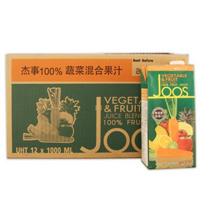 手机端：泰国进口 joos 杰事 100%蔬菜混合果汁1Lx12盒 79元包邮