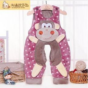 卡通欢乐岛 秋冬男女童加厚背带开档棉裤 19.9元包邮(39.9-20券)