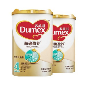 多美滋(Dumex) 精确盈养儿童配方奶粉 4段 900克*2听 190元包邮