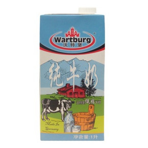 德国 进口牛奶沃特堡(wartburg) 低脂/全脂牛奶1Lx12盒 59元