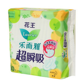 花王 乐而雅 超瞬吸 纤巧日用卫生巾22.5cmx30片 折7.9元(15.8，买1赠1)