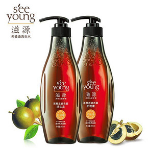 滋源 无硅油 茶籽水润去屑洗发水265ml+护发素265ml 折59元(79，119-40)