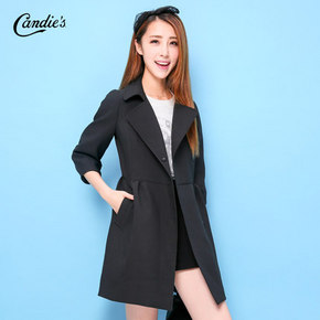Candie's 女装X型翻领开衫七分袖修身风衣外套 券后189.5元包邮
