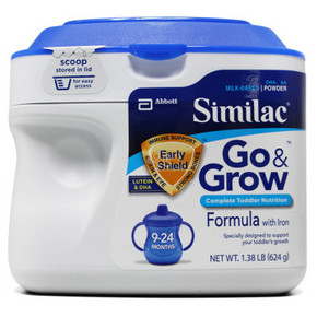 美国雅培 Similac Go&Grow 较大婴儿和幼儿配方奶粉2段 624g 99.5元(99，买1送1)