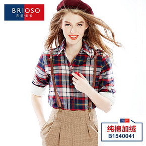 保暖神器# BRIOSO 秋冬女式款加绒格子衬衫 55元包邮