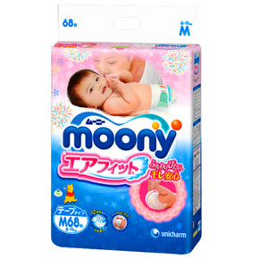 ≥金牌#moony 尤妮佳 婴儿纸尿裤 增量装 M68片 66元(88，满减+用券)