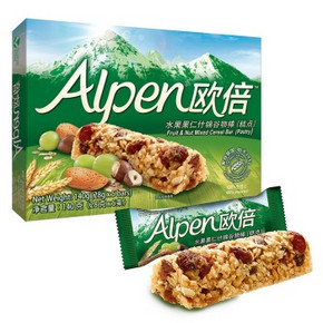 欧倍（Alpen）水果果仁谷物棒140g 1.9元(16.9-15券)