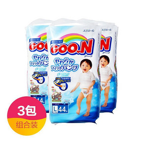 日本大王GOO.N拉拉裤L44片男 9～14KG 3包 205元包邮（225-20券）