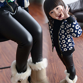 唐姿柔 女童 加绒仿皮打底裤 多色可选 8.5元包邮