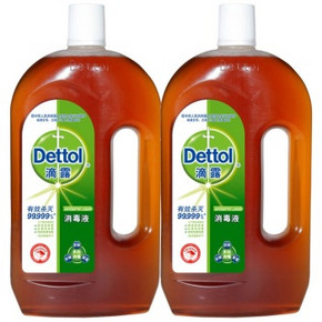Dettol 滴露 消毒液1200ml*2瓶 折59元(109，199-100)