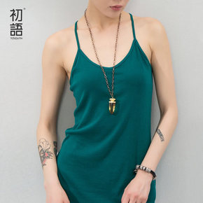 手慢无# 初语 百搭基本款 打底纯色交叉吊带 背心 9.9元包邮