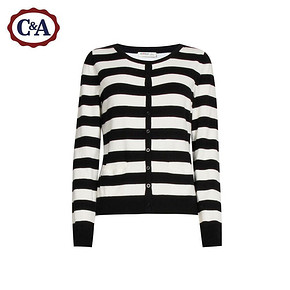 C&A 女式黑白条纹针织开衫 39元包邮(49-10券)