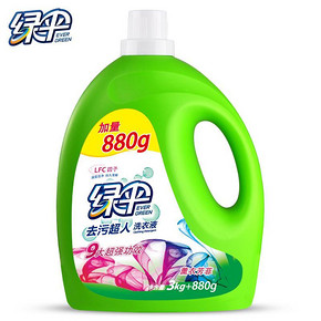 华南地区# 绿伞 深层洗衣液3.88kg 折19.9元(39.9，2免1)
