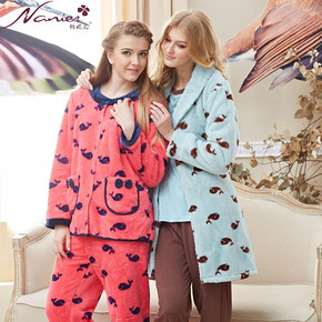 纳妮儿 女式法兰绒加厚家居服套装 49.9元包邮