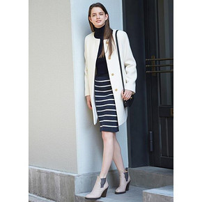 优衣库UNIQLO 女装 羊毛混纺无领大衣 299元包邮