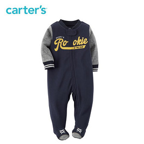 Carter's 1件式蓝灰长袖拉链连体衣 39.9元