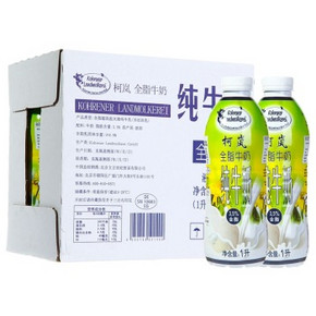 Kohrener 柯岚 全脂纯牛奶 1L*6瓶 39元