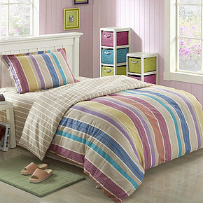 维众 纯棉学院风系列 床单被套三件套 79元