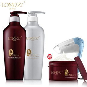 洛美姿 马油柔顺修复洗护套装500mlx2瓶+发膜280g+电吹风 58元(138-80券)