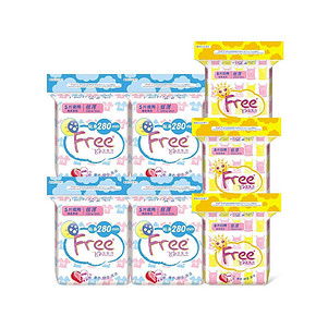 Free.飞 纯棉丝薄 棉柔卫生巾 日夜组合7包超值套装 39元