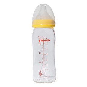 Pigeon 贝亲 宽口径玻璃奶瓶240ml 黄色 69.9元包邮