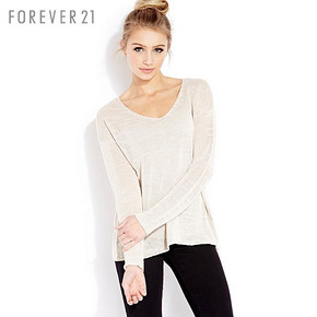 FOREVER21 纯色镂空长袖针织衫 30元
