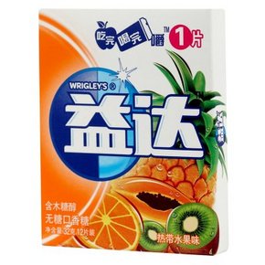 益达 无糖口香糖 热带水果味32g 12片装 1元