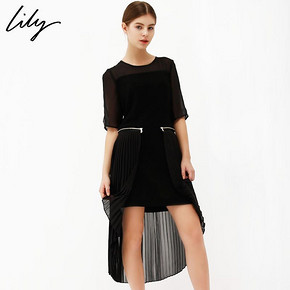 Lily 可两穿不对称百褶连衣裙 159元包邮