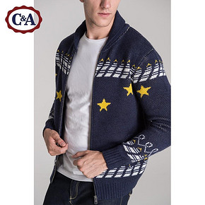 C＆A 男式星星提花针织开衫 89元包邮