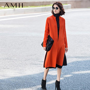 Amii极简主义 秋冬罗纹立领开衫中长款 115元包邮