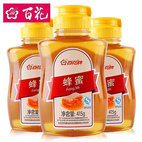 手慢无券# 百花牌 天然蜂蜜 415gx3瓶 29元包邮(59-30券)