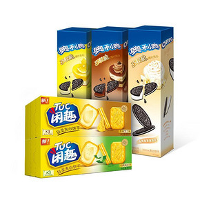 手慢无# 亿滋 奥利奥巧轻脆饼干104g*3+闲趣夹心80g*2 0.01元包邮