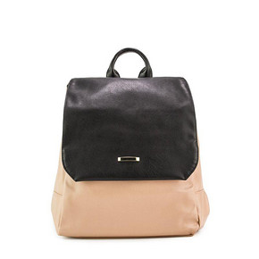 lilin 黑粉撞色PU皮革翻盖双肩背包 99元包邮(129-30)