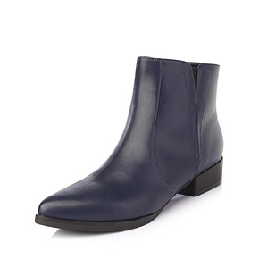 百丽旗下 INNET 茵奈儿 冬季深兰油蜡PU革女靴 折49.5元(2件99元)