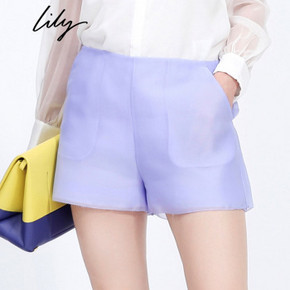 微信端# Lily 女装纯色百搭休闲短裤 浅紫 59元