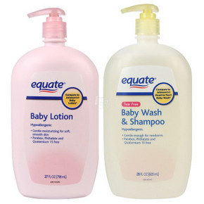 Equate 婴儿用二合一洗发沐浴露 无泪配方 828ml+润肤乳798ml 35.7元