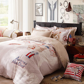 LOVO 66号公路美式全棉四件套1.5米/1.8米床 240元包邮(369-129码)