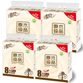 清风 抽纸 原木纯品系列 2层180抽面巾纸*32包  163元(79.6X4-155券)