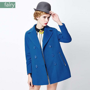 大码好价# fairy 复古英伦羊毛呢中长款大衣外套 101元包邮(111-10券)