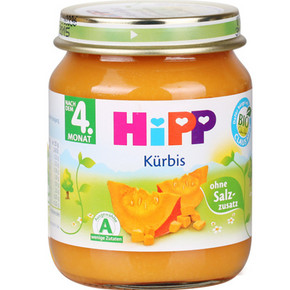 HIPP 德国喜宝 有机免敏南瓜果泥125g 折5元(9.9，199-100)