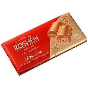 乌克兰进口 ROSHEN 如胜 深色牛奶充气巧克力 100g 折9.9元(19.9，199-100)
