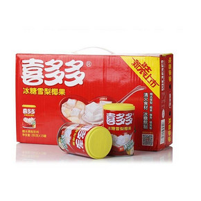 喜多多 冰糖雪梨椰果糖水果粒饮料 280g*15罐 28.9元