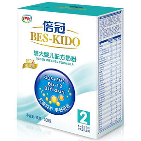 手慢无# 伊利 倍冠 较大婴儿配方奶粉2段 400g 9.9元包邮